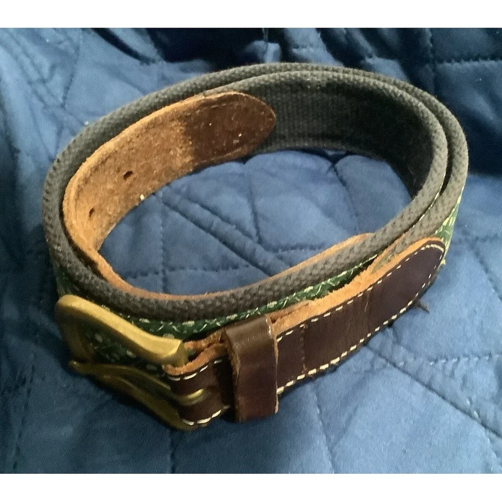 Vineyard Vines Shep & Ian Canvas Green Belt Whales Sz 30